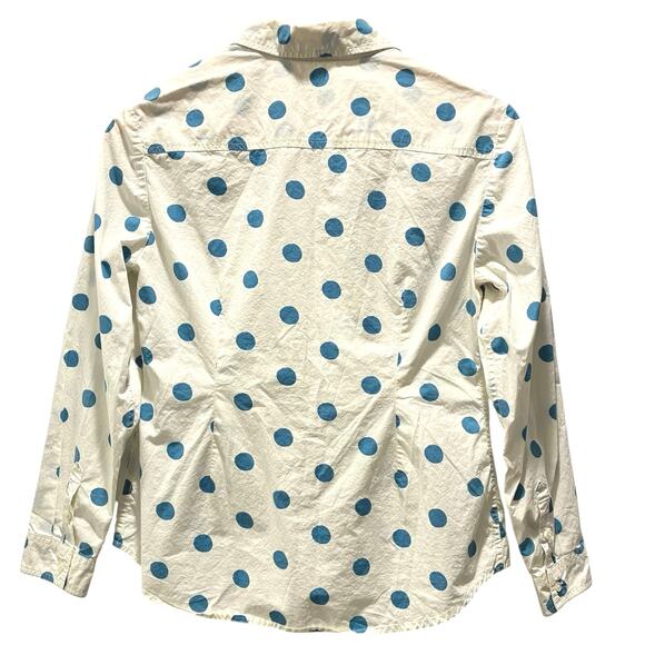 Boden Classic Shirt Long Sleeve Button Up Blue White Polka Dot 100% Cotton Sz 8P - Picture 3 of 8